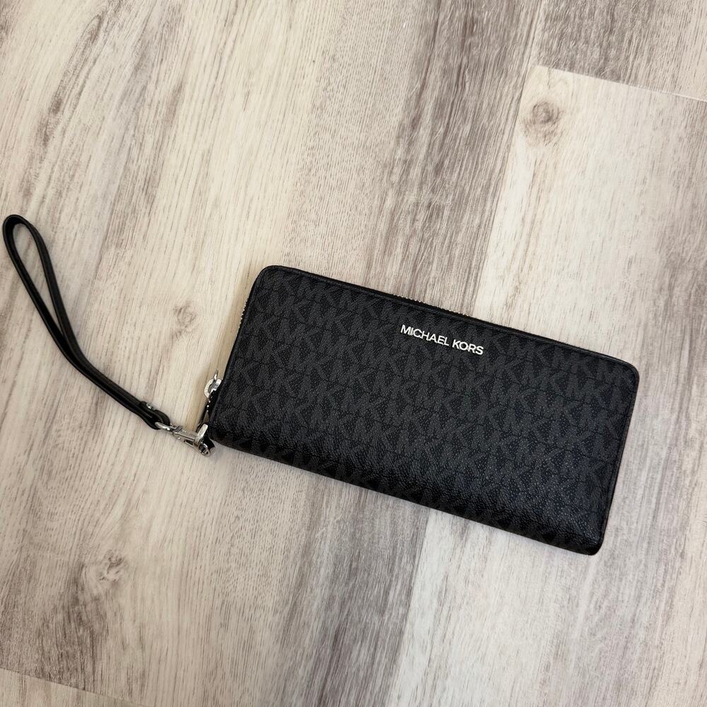 Michael Kors Monogram Long Wallet with Wristlet